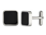 Stainless Steel Square Black Onyx Cuff Links